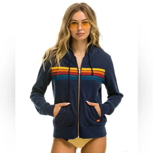 EUC Navy Aviator Nation Blue 5 Stripe Hoodie - Picture 2 of 13